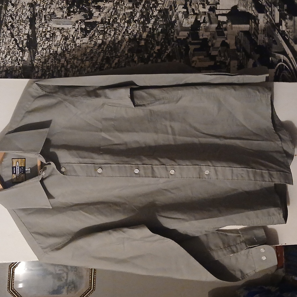 Parllieni Men's Dress Shirt Olive Green Size 15